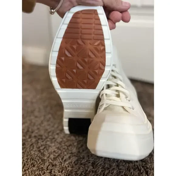 Converse Run Star Motion High Top Egret Platform Wedge Canvas Sneakers 7.5 - Picture 5 of 9